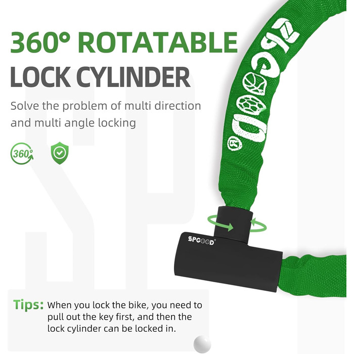 Надійне велозамкoк з 3 ключами, 90 см, проти крадіжок. Захист для велосипеда, електросамоката, електробіка, MTB, мотоцикла, вантажного велосипеда. Водостійкий, чорний (870 мм)