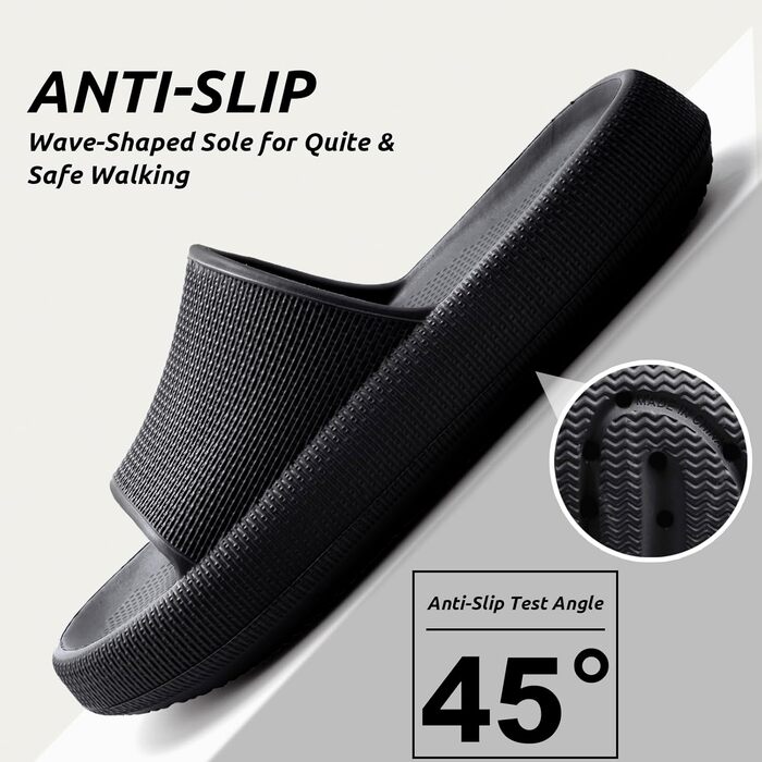 Чоловічі та жіночі шльопанці Cozislides Original - чорні, антиковзкі, для дому та вулиці (44/45 EU)