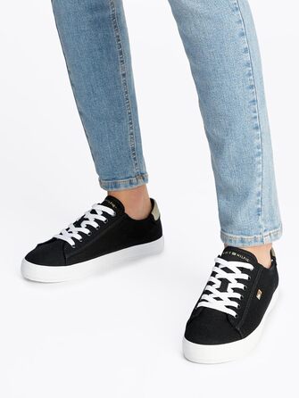 Кросівки жіночі Tommy Hilfiger Vulcanized Canvas Lace Up чорні (38 EU)