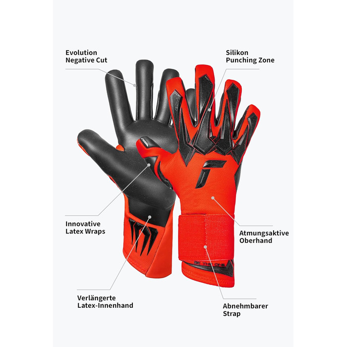 Воротарські рукавиці Reusch Profi Raptor Pro червоно-чорні, розмір 7-11 | професійний хват, 4мм піна, для тренувань та ігор на траві та штучних покриттях