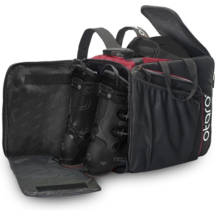 Чохол для лижних черевиків Otaro з відділенням для шолома | Сумка для лиж, шолома та аксесуарів | Водонепроникний, міцний, 60L (Pro, Червоний)