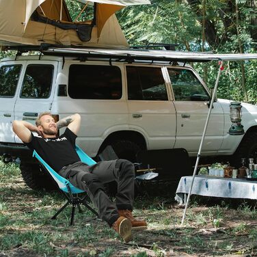 Складний туристичний стілець VILLEY, блакитний, з алюмінієвим каркасом, 150 кг, з сумкою для відпочинку та риболовлі