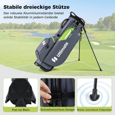 Стенд-сумка для гольфу COSTWAY з 8 відділеннями та водонепроникним чохлом, легка сумка для гольфу з 5 кишенями та підставкою, сумка-пенал, портативна для чоловіків та жінок, сірого кольору