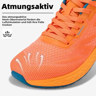 Чоловічі спортивні кросівки для широкої стопи Outdoor (помаранчеві, р. 41) — дихаючі, легкі, протиковзкі для фітнесу та прогулянок