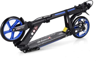 Tretroller GOPLUS Roller Kinder 8 років, City Roller для дітей та дорослих, вантажопідйомність 100 кг, регульована висота, складний, з гальмом та ременем (Блакитний)