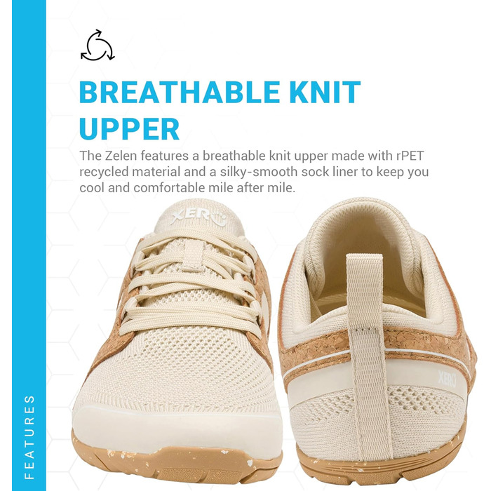 Xero Shoes Zelen: Еко-кросівки для бігу по дорогах (49.5 EU, Корковий)