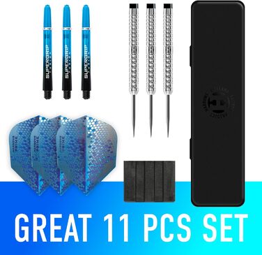 Дарти Harrows Pulse 90% Tungsten - сталеві дротики з кейсом 21/22/23/24/25/26г + Supergrip Fusion та Prime Flights