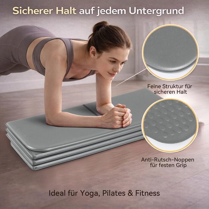 Килимок для йоги FunLife XXL 190x66x10 мм Stone Grey - для пілатесу, фітнесу та гімнастики (складний, нековзкий)