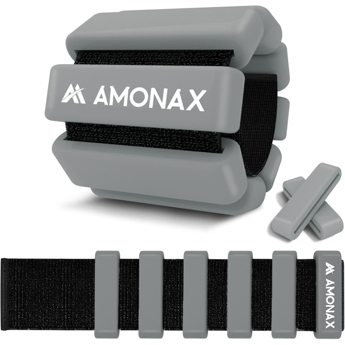 Amonax обважнювачі для ніг і рук 2x0,5 кг, фітнес-обтяжувачі для жінок і чоловіків, для йоги, пілатесу, танців, сірі
