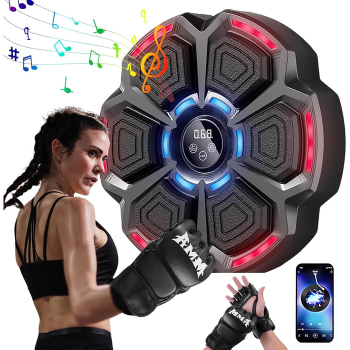 Музична боксерська машина Eznaobo з LED-підсвіткою та Bluetooth, 9 режимів, USB-зарядка, для дітей та дорослих
