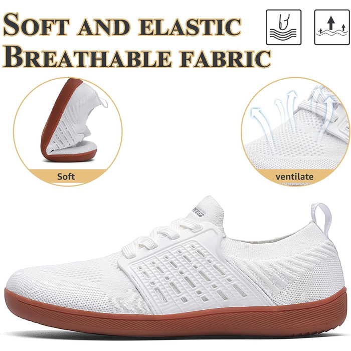 ASHION Взуття для ходьби та бігу без шкарпеток (унісекс) – широкі, для жінок та чоловіків, розмір 42 EU, колір коричневий