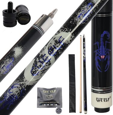 Більярдний кий CUEELF 147,3 см, клен, 13 мм, для пулу, бару, синій, 20oz