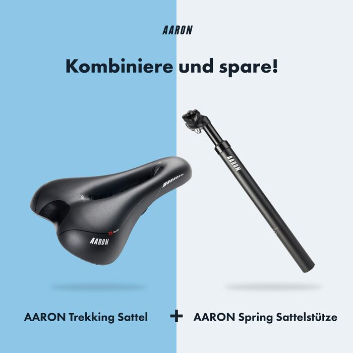 Велосипедне сідло AARON - ергономічне сідло для жінок та чоловіків, гелеве, водонепроникне. Підходить для трекінгового велосипеда, гірського велосипеда, міського велосипеда, електровелосипеда
