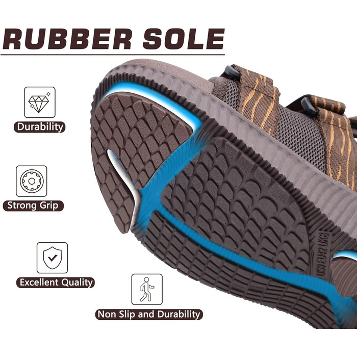 Чоловічі трекінгові сандалі KuaiLu: ортопедичні, зручні, для спорту та активного відпочинку, літні, відкриті, коричневі, 43 EU