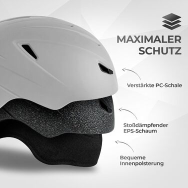 Шолом гірськолижний чоловічий, сірий, з вентиляцією, полікарбонат, захист від ударів, унісекс, розмір L