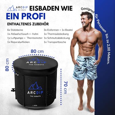 Тоне для заморожування Poolomio® Premium, Ø 80 см, 350 л | Для дому та відпочинку на природі | Комплект з ізольованою кришкою, термометром та сумкою