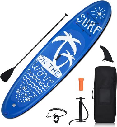 Надувна SUP-дошка GYMAX 297x76x16 см, комплект: весло, насос, рюкзак, страховочний шнур, ремонтний набір, нековзна поверхня, для серфінгу та веслування