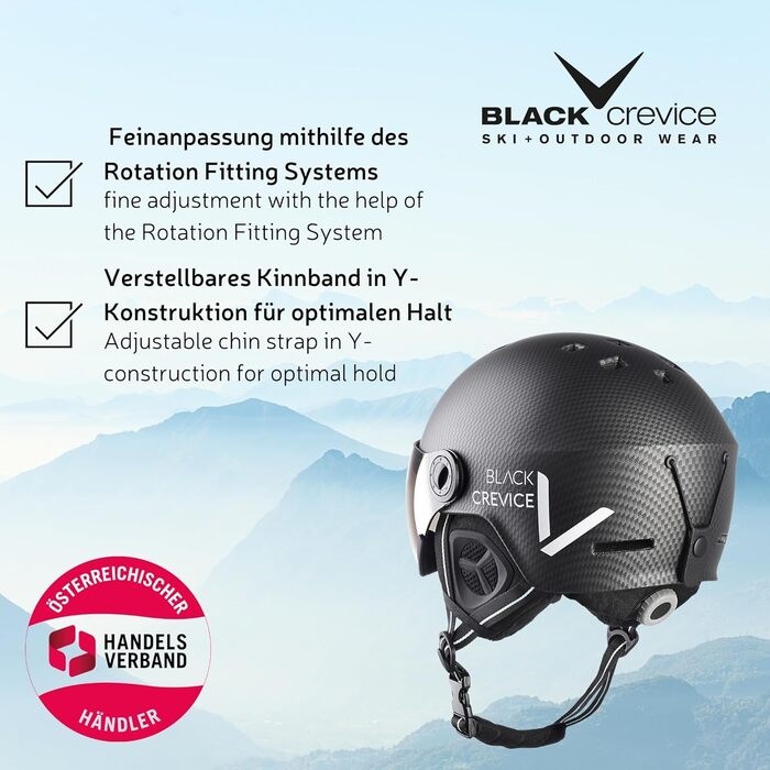 Гірськолижний шолом Black Crevice Kaprun з візором, у стилі пілота, для чоловіків і жінок, унісекс, дихаючий, регульований розмір