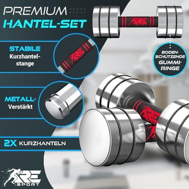 Набір гантелей 2 шт. з масивного сталі 2,5/5/7,5/10 кг | Гантелі з набором ваг та пінополіуретановими ручками | Фітнес гантелі для дому, силові тренування та нарощування м'язів, блакитний (червоний, 2 x 7,5 кг)