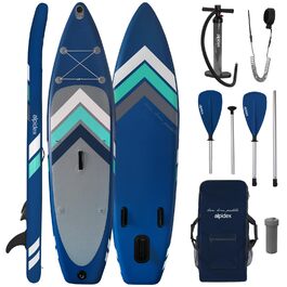 Набір SUP ALPIDEX Stand Up Paddle 305 см, синій. Надувний, стабільний, легкий, комплект з сумкою, веслом, фінами, насосом, стропом та набором для ремонту. Макс. вантажопідйомність 150 кг.
