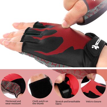 Велосипедні рукавички чоловічі літні напівпальцеві MTB, рукавички для гірського велосипеда/шосе, велосипедні рукавички для чоловіків та жінок, дихаючі, неслизькі, амортизуючі, білі (M, червоний)