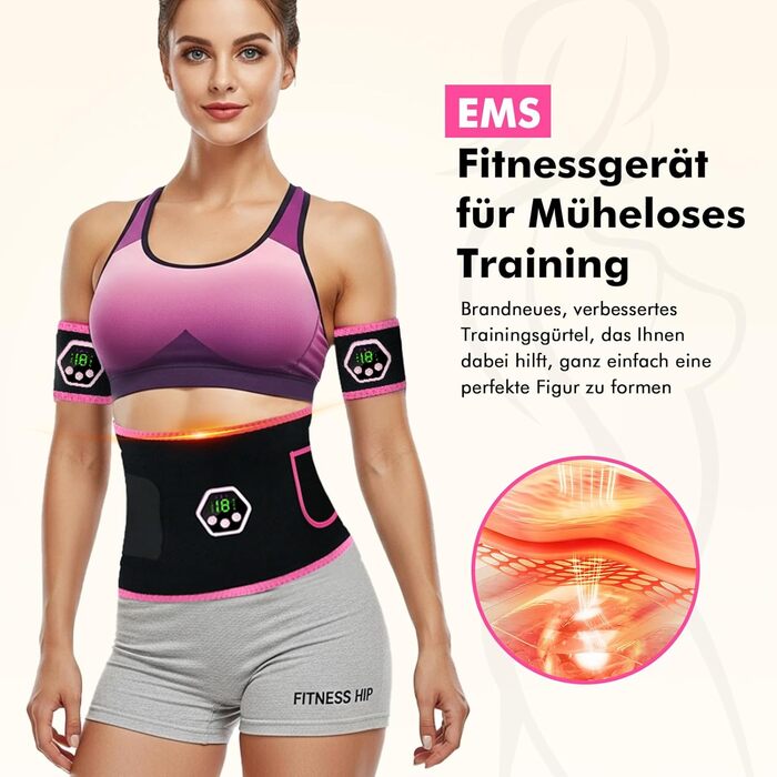 Електричний тренажер EMS для пресу та всього тіла, 6 режимів, 19 інтенсивностей