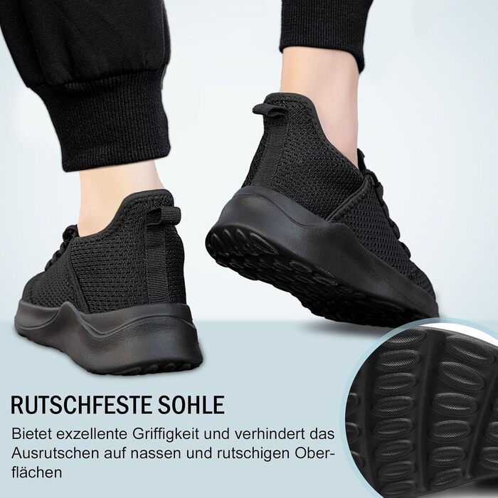 Чоловічі кросівки для бігу та занять спортом. Легкі, дихаючі, чорні, розмір 43 EU. Підходять для бігу, тренувань, фітнесу та повсякденного носіння.