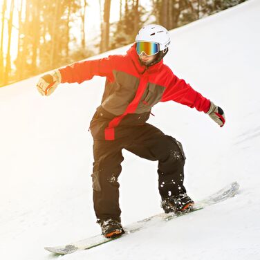 Шолом для сноуборду та лиж TOSHOO з візором та навушниками, вентиляційні отвори, міцний, теплий та дихаючий, для чоловіків (білий з маскою, L)