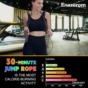 Emazerom скакалка для жінок, чоловіків і дітей, регульована, з підшипниками, професійна скакалка з пінними ручками, не плутається, швидка швидкість