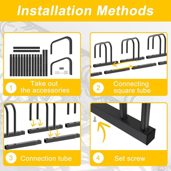 Підставка для велосипедів на 6 велосипедів FIVMEN - стійка для паркування, чорна