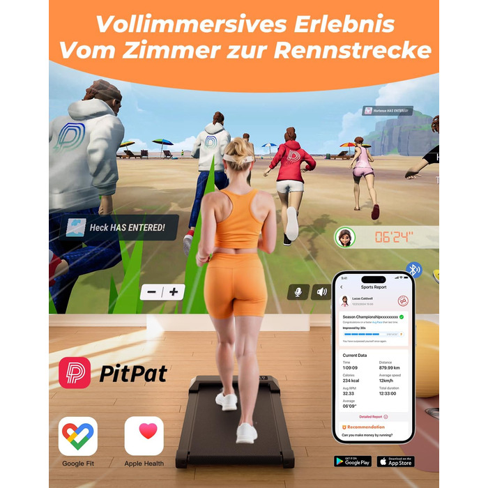Walking Pad Lacuffy 2.5 HP: біговий доріжки для дому з керуванням через додаток, підтримка 136 кг, чорний, 90 см
