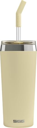 Термочашка SIGG Travel Mug Helia 0,6 л Optimistic Yellow, нержавіюча сталь 18/8, скляна трубочка, щітка для очищення, герметична, BPA-free