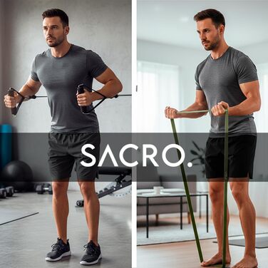 SACRO: Набір з 5 еластичних стрічок для фітнесу – тренажерний інвентар для занять йогою, пілатесом, кросфітом та калістенікою