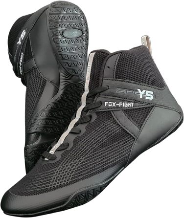 FOX-FIGHT Y5: Боксерські та спортивні кросівки для боротьби, фітнесу та бодібілдингу (39 EU, Чорний, Сірий)
