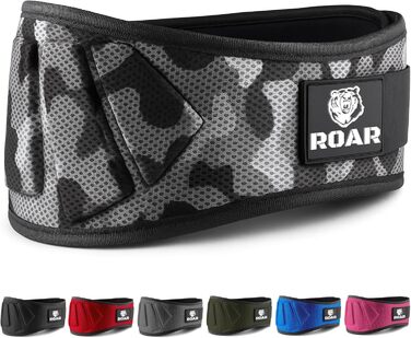 Пояс для важкої атлетики Roar®: підходить для чоловіків та жінок, тренувань у залі, пауерліфтингу, важкої атлетики, жиму лежачи, кросфіту та фітнесу. Матеріал: камуфляж M