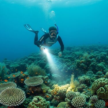 Ліхтар під водою WholeFire 8000 Lumen, IPX8, водонепроникний, 3 режими, акумуляторний, для плавання та дайвінгу