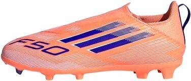 Дитячі футбольні бутси adidas F50 League Laceless для твердого поля (33 EU, Beam Orange/Lucid Blue/Cloud White)