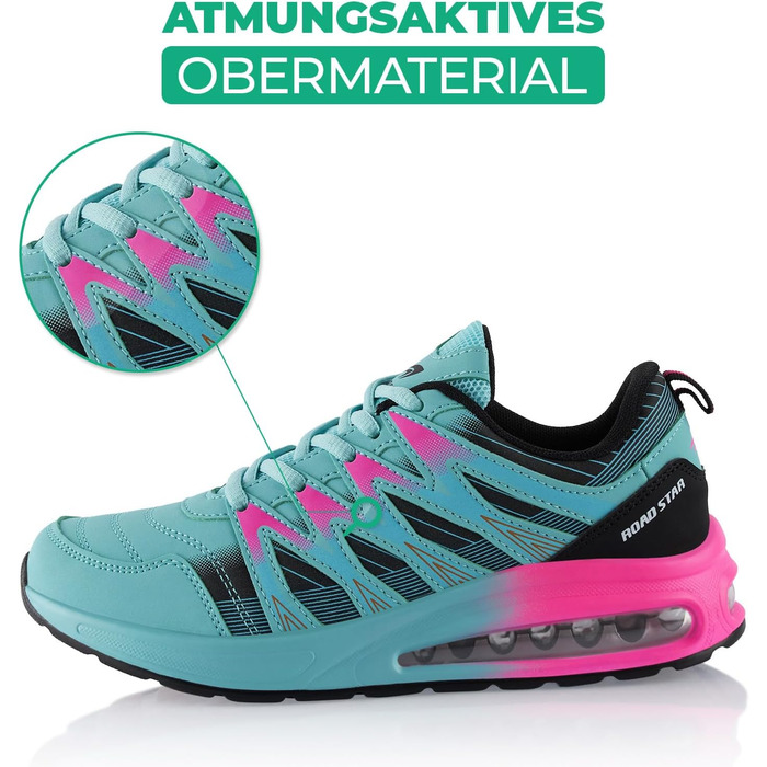 Спортивні кросівки для жінок та чоловіків з амортизацією, легкі бігові кросівки (42 EU, Синій Чорний Рожевий)
