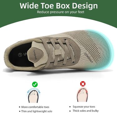 Взуття для ходьби босоніж Дами/Чоловіки | Широка передня частина, підошва 4 мм | Легке, дихаюче, неслизьке | Спорт, Outdoor, повсякденне (40 EU, Хакі)