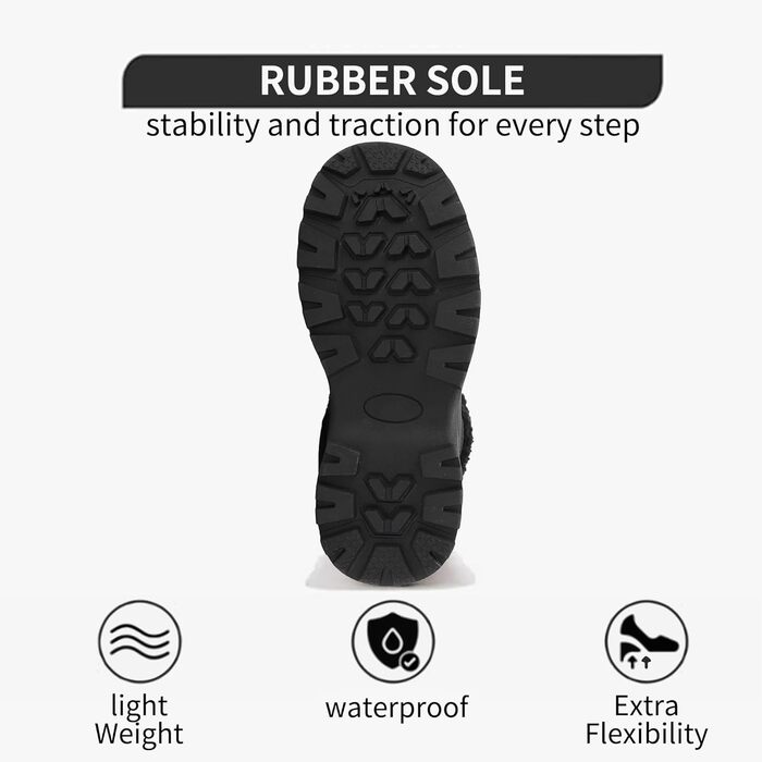 Зимові черевики жіночі снігоступи на шнурівці з антиковзким покриттям, тепла підкладка з хутром (42 EU, Чорний)