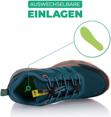 Водонепроникні трекінгові черевики для жінок та чоловіків, Trail Running, 44 EU, блакитний/помаранчевий