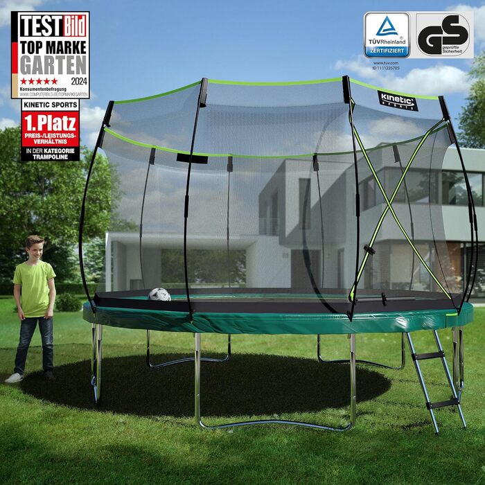 Кінетичний Трамплін Federlos-Design 'Bungee Safety Elite' Ø 244/305/366 см - AirMAXX, Безрамковий, Для дітей та дорослих, Садовий, Безшумний, Outdoor, Зелений