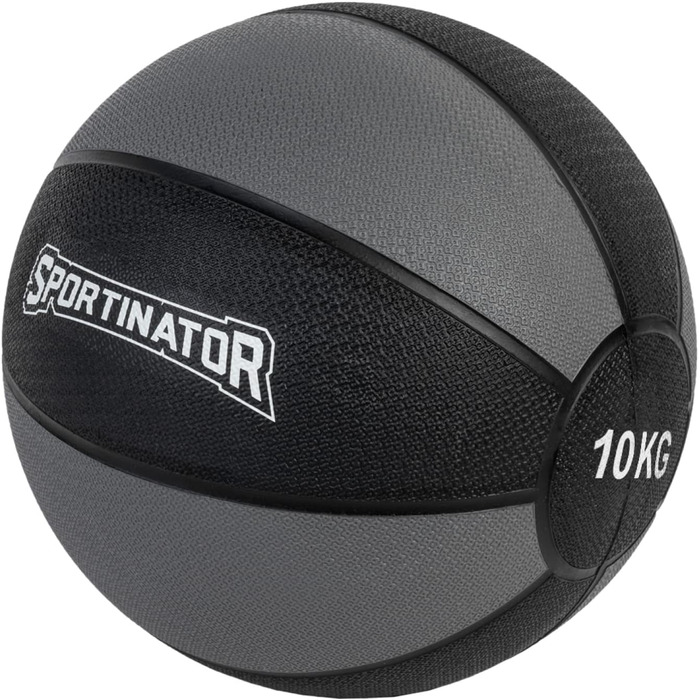 Медичний м'яч SPORTINATOR сірий/чорний, з вагою 10 кг для силових і функціональних тренувань