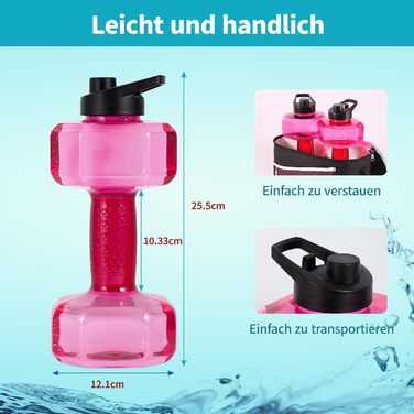 Водні ваги Fstcrt для плавання, покращені PE-гантелі, опір у воді, обладнання для аквааеробіки з неслизькою ручкою для акватерапії, фітнесу в басейні, водних вправ (рожевий)