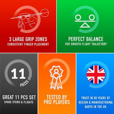 Дарти Harrows Fire High Grade 24г: сталеві наконечники, Speedline шифти, Fire Flights, кейс для транспортування