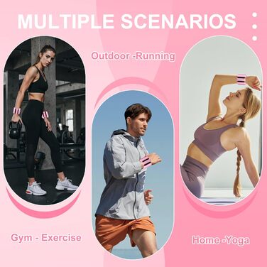 Набір вагів для зап'ястя та щиколоток (2 шт., 0.45 кг кожна) для йоги, пілатесу, фітнесу, рожевий