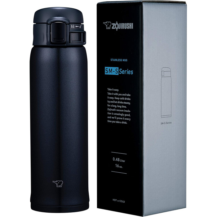 Термокружка Zojirushi SM-SF48-AD – 480 мл, нержавіюча сталь, витікoзахист, для кави, подорожей, офісу, темно-синій