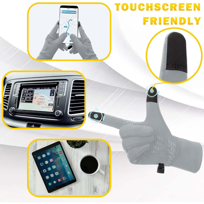 Рукавички сенсорні для велоспорту, чоловічі, сірі, L. Нековзкі, вітронепроникні, для велосипеда, бігу, їзди, лижного спорту