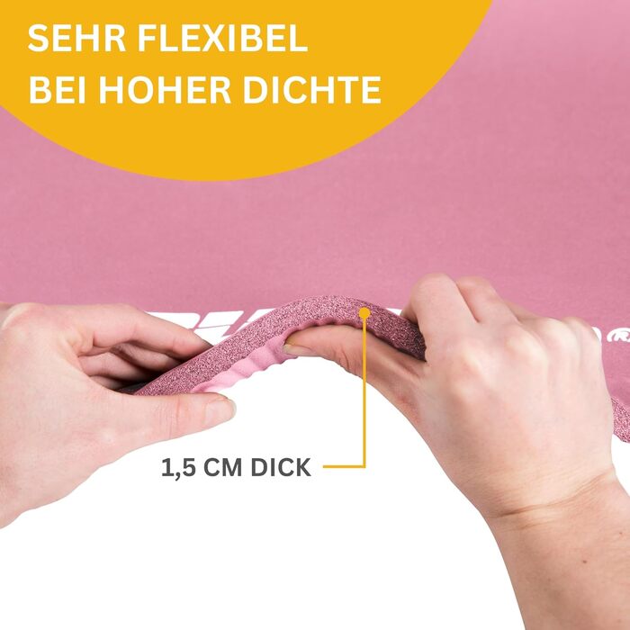 Килимок для фітнесу Muawo Premium: йога, гімнастика | Антиковзаючий, товстий, 190 x 60 x 1,5 см (Рожевий)