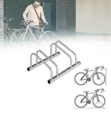 Підставка для велосипедів KARAT Bodenparker: 2 велосипеда, ширина шини до 55 мм, монтаж на підлозі/стіні, срібна